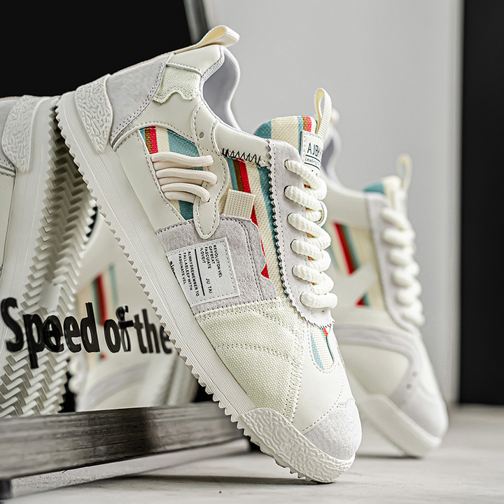 Men's Orbital comfort sneakers, Y2K multi-tone retro design, lace-up athletic shoes.