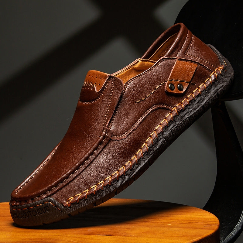 Comfortable men's orthopedic leather loafers with memory foam. Easy slip-on design for daily support.