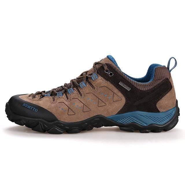 Side view of men's leather hiking boots, perfect for long treks and challenging terrain