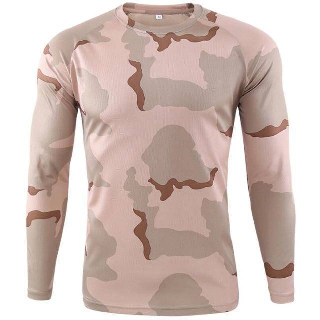 Men's hiking camouflage long sleeve shirt with tactical features