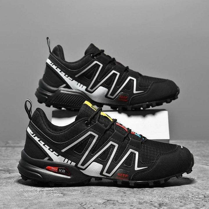 Durable men's waterproof hiking shoes with anti-skid grip for challenging trails