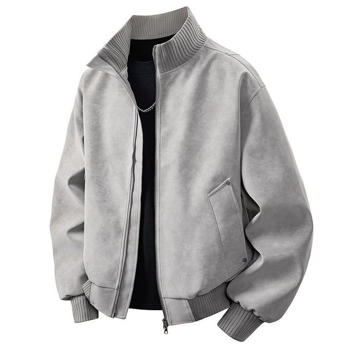 Trendy men's oversized bomber jacket for a modern streetwear look; versatile outerwear for all seasons.