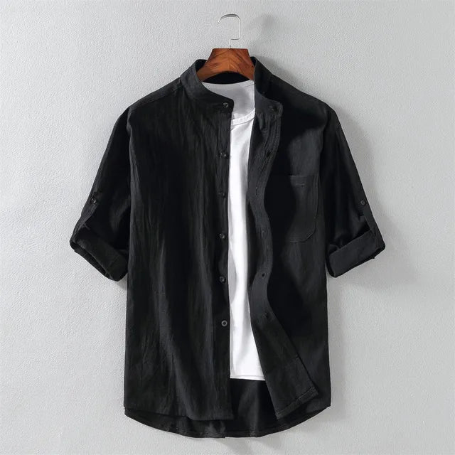 Comfortable, stylish men's oversized half-sleeve collared shirt for warm weather fashion.