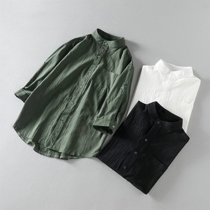Comfortable men's oversized half-sleeve collared shirt, perfect for spring & summer casual wear.