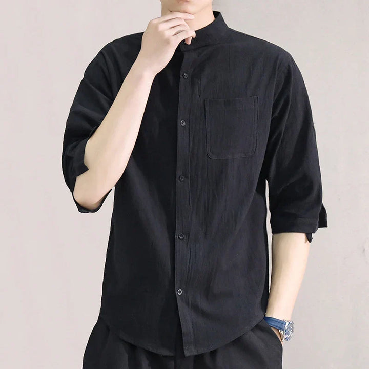 Unique design men's oversized half-sleeve collared shirt, comfortable for spring & summer fashion.