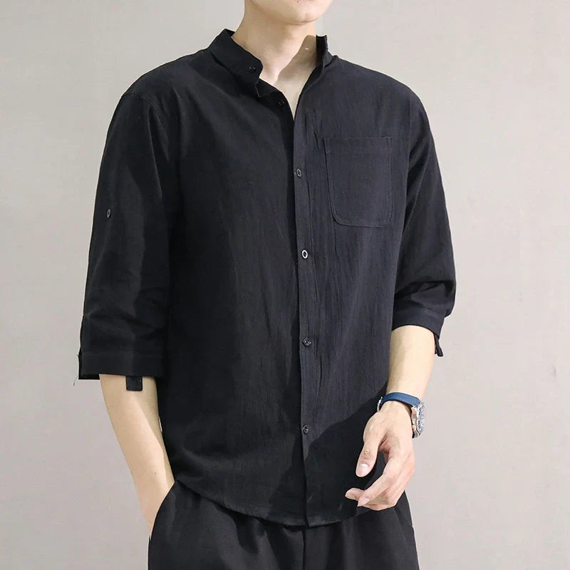 Oversized men's half-sleeve collared shirt, comfortable & stylish for summer & spring casual wear.