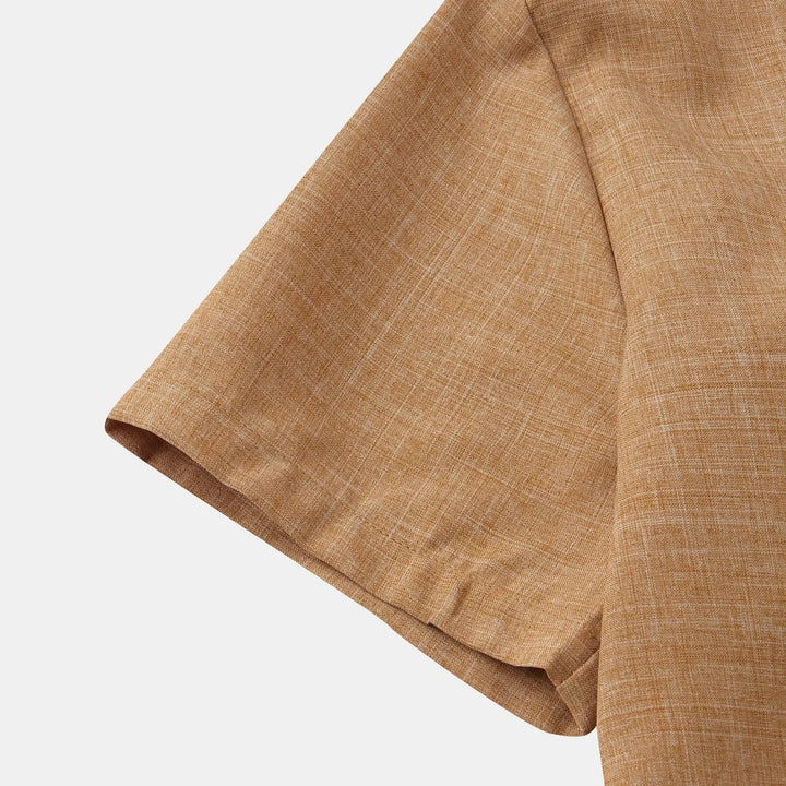 Brown Palermo men's short sleeve shirt, relaxed fit, comfortable and stylish for warm weather.