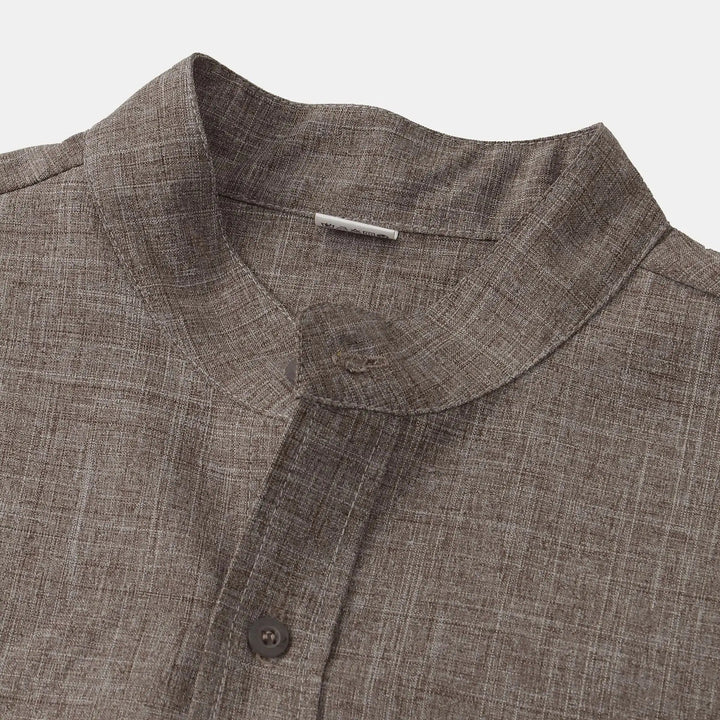 Grayish brown men's Palermo casual short sleeve shirt, comfortable button-up for summer.