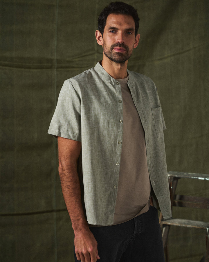 Black Palermo men's casual short sleeve button-up shirt, ideal for warm weather comfort.