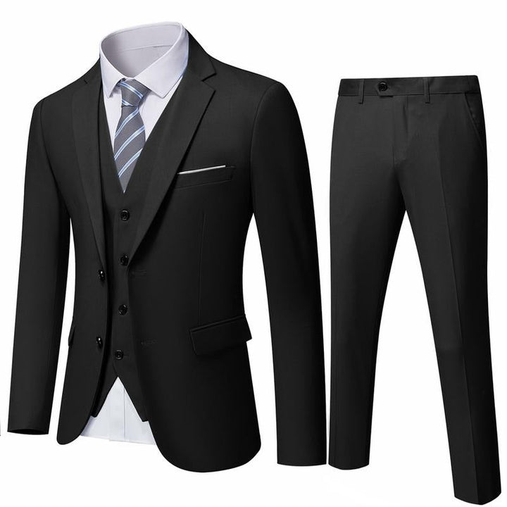 Stylish men's three-piece suit, a tailored outfit for modern men's fashion & formal events.