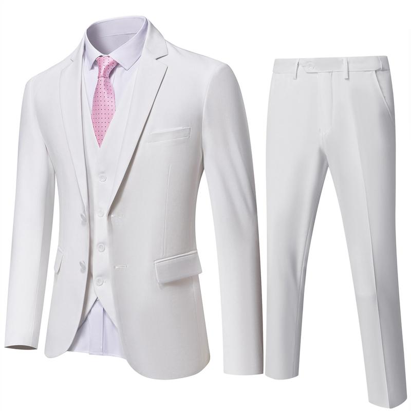 Professional men's three-piece suit. Tailored for sharp business attire & sophisticated formal wear.