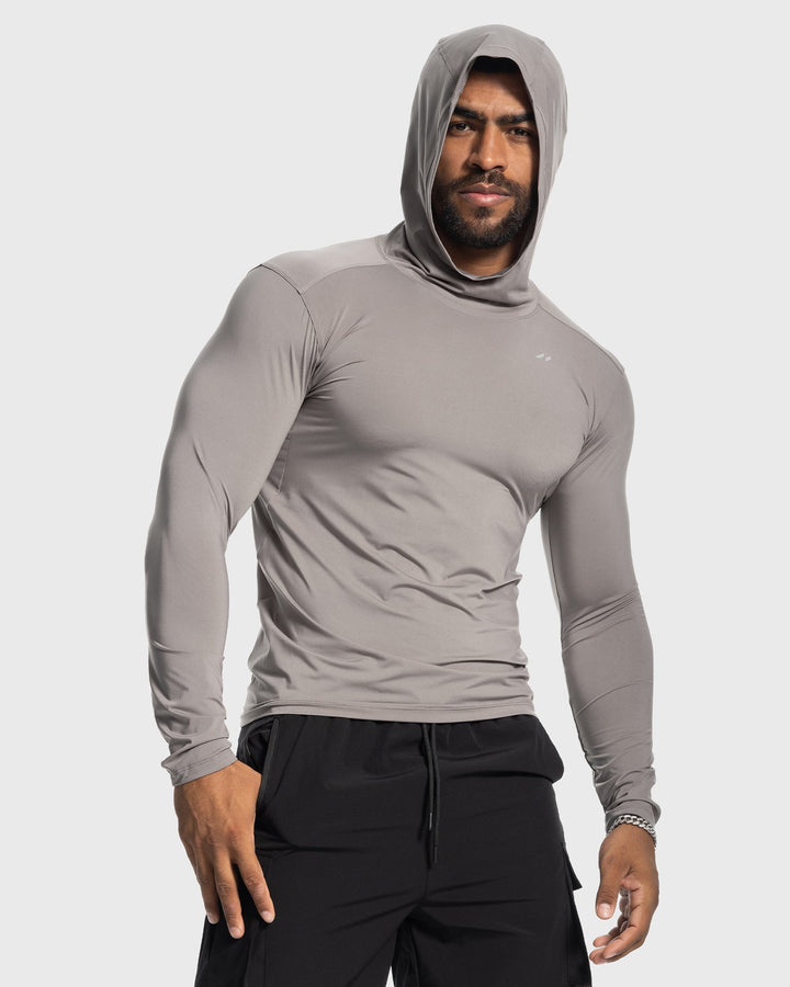 Men's active lifestyle performance baselayer hoodie, great for gym, running, and daily wear.