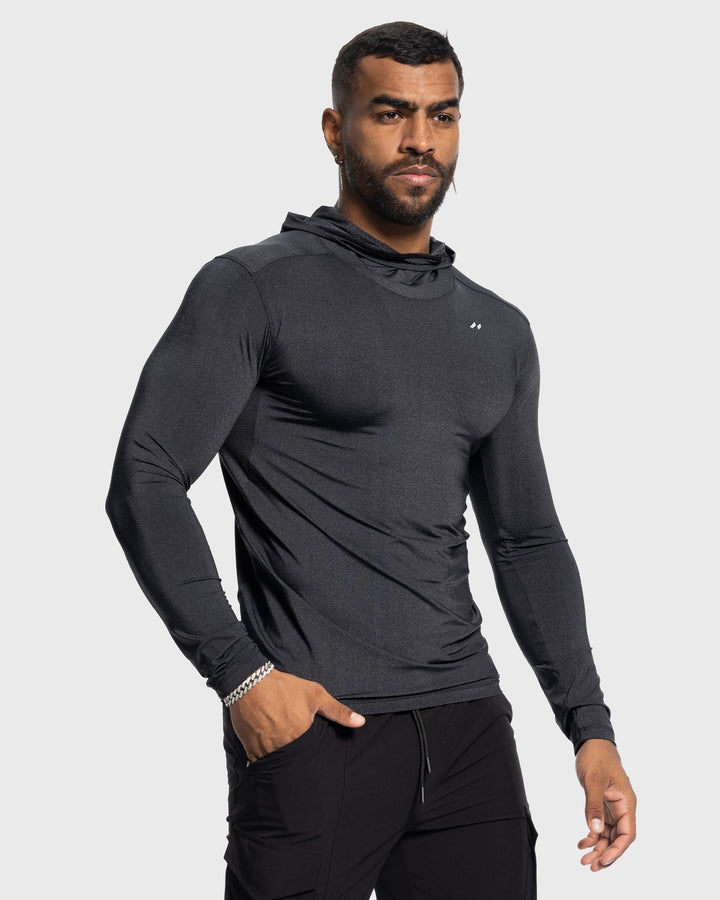 Men's activewear baselayer hoodie for ultimate performance, gym, running & casual comfort.