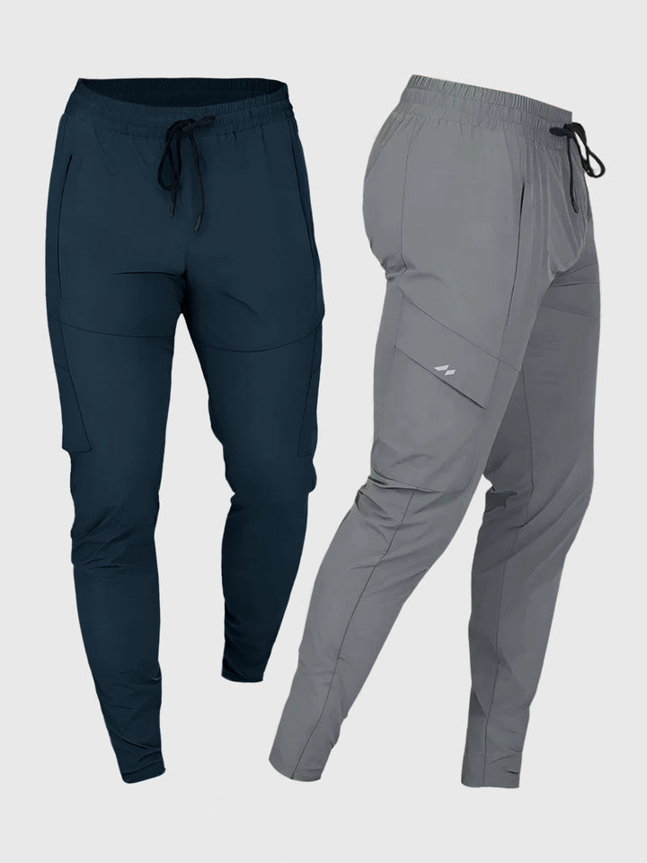 Front view of men's activewear joggers, demonstrating sleek design and comfortable waist.