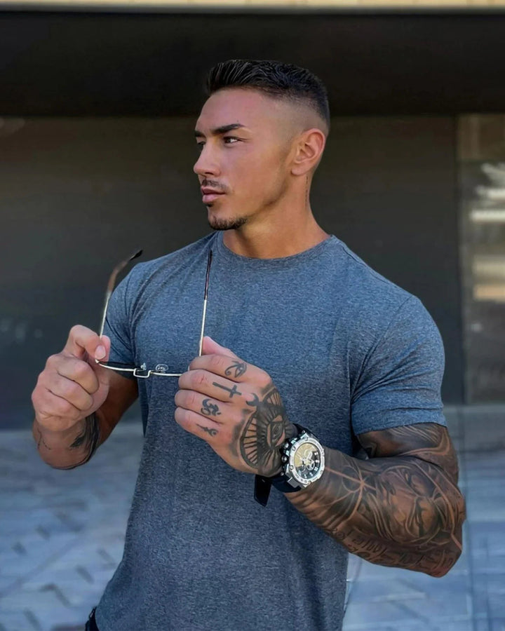 Men's performance tee, moisture-wicking for activewear & gym.