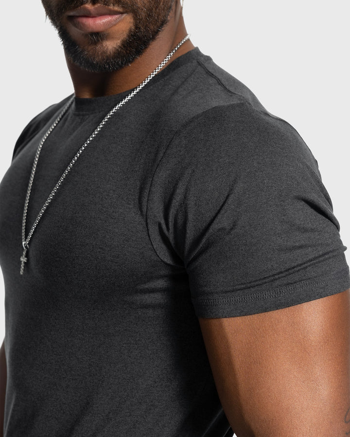 Men's athletic tee, stretch and breathable for activewear and casual.