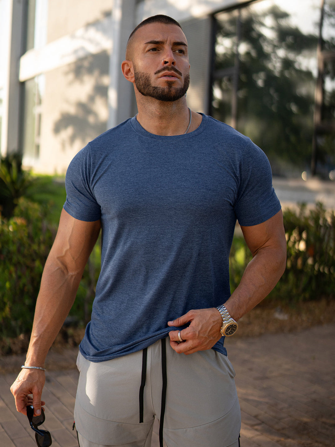 Stylish men's performance shirt, all-day comfort, perfect for activewear.