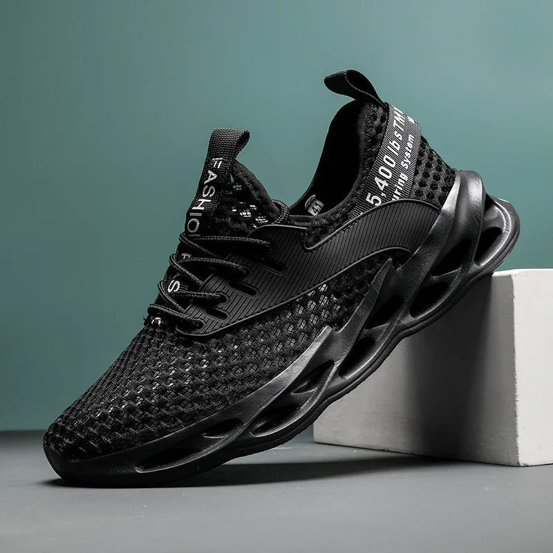 Close-up of Men's Phantom Camo Mesh Running Sneakers, highlighting the detailed camo pattern.