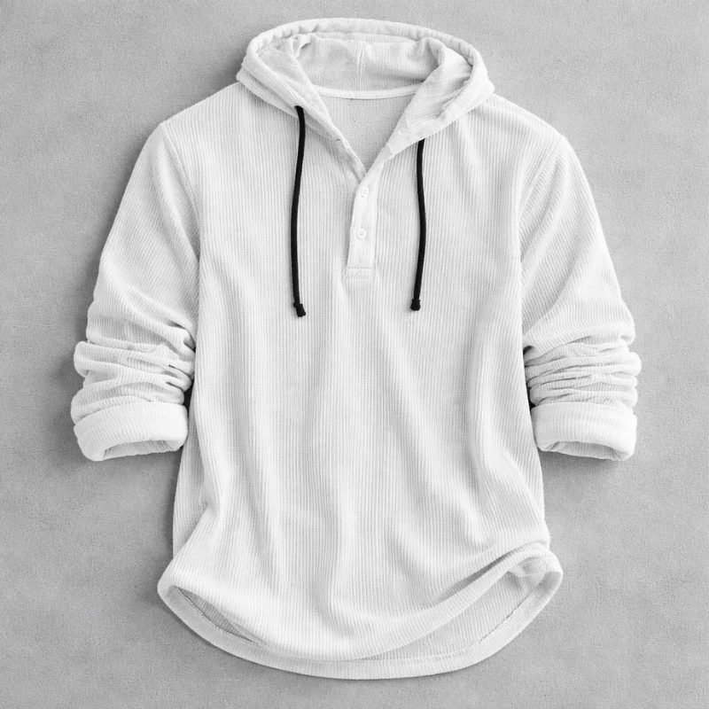 Cozy men's plush casual hoodie. Warm long-sleeve pullover for stylish fall & winter comfort and everyday wear.