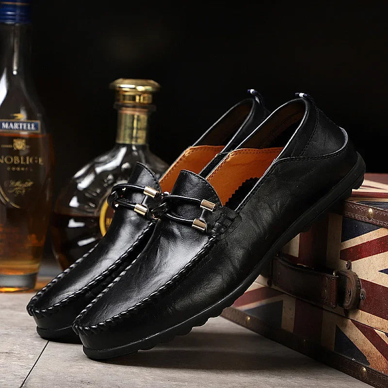 Comfortable men's polished bit loafers, easy slip-on style, perfect for sophisticated everyday wear.