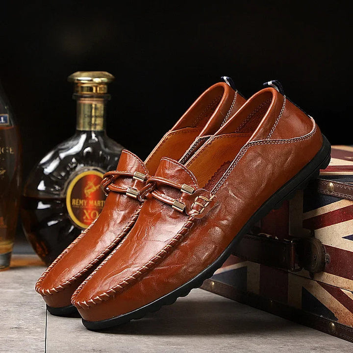 Versatile men's polished bit loafers, perfect for formal or casual wear, comfortable slip-on dress shoes.