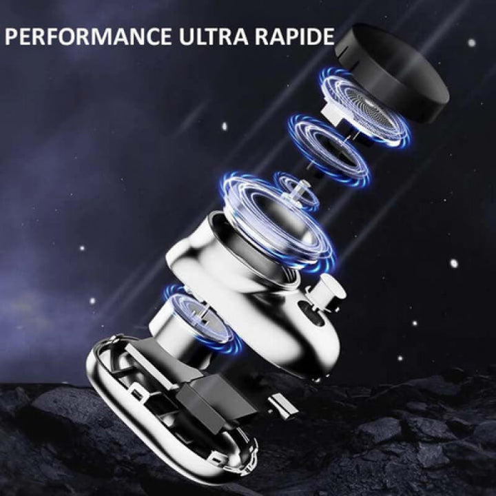 Compact USB rechargeable travel shaver for men, designed for convenient and precise on-the-go grooming.