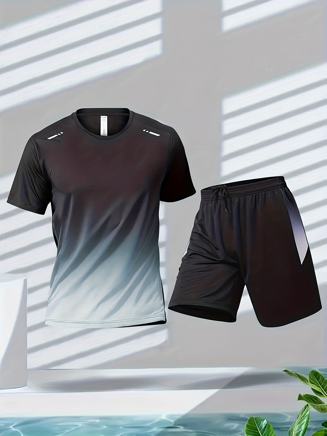 Men's quick-dry T-shirt and breathable shorts in a PowerMove sports set for ultimate athletic performance.