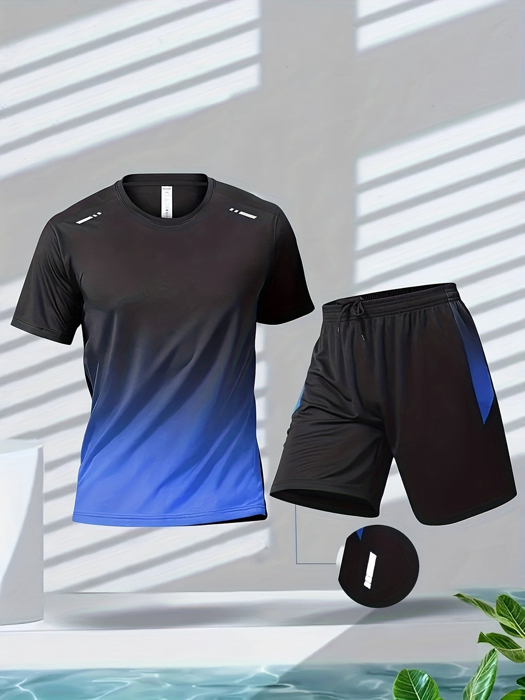 Stylish men's PowerMove fitness gear: a breathable T-shirt and shorts set for all your active needs.