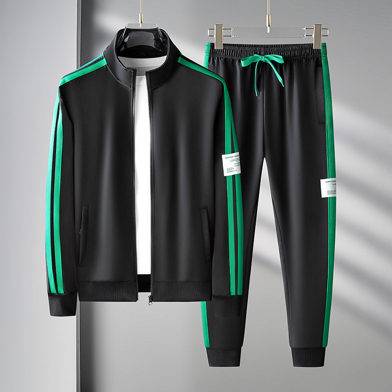 Men's premium athletic tracksuit set in navy blue, perfect for sporty comfort & style. Matching activewear for training.