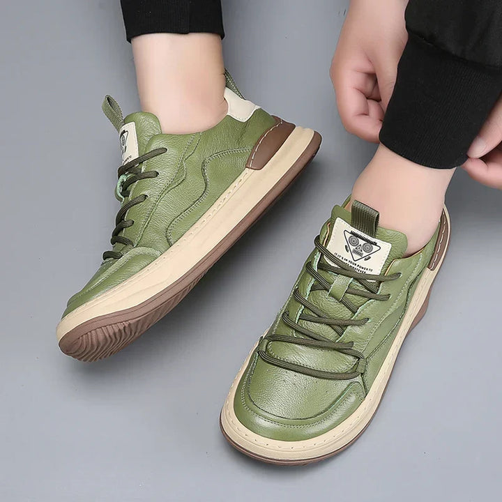 Gray men's casual walking shoes, premium comfort everyday sneakers.