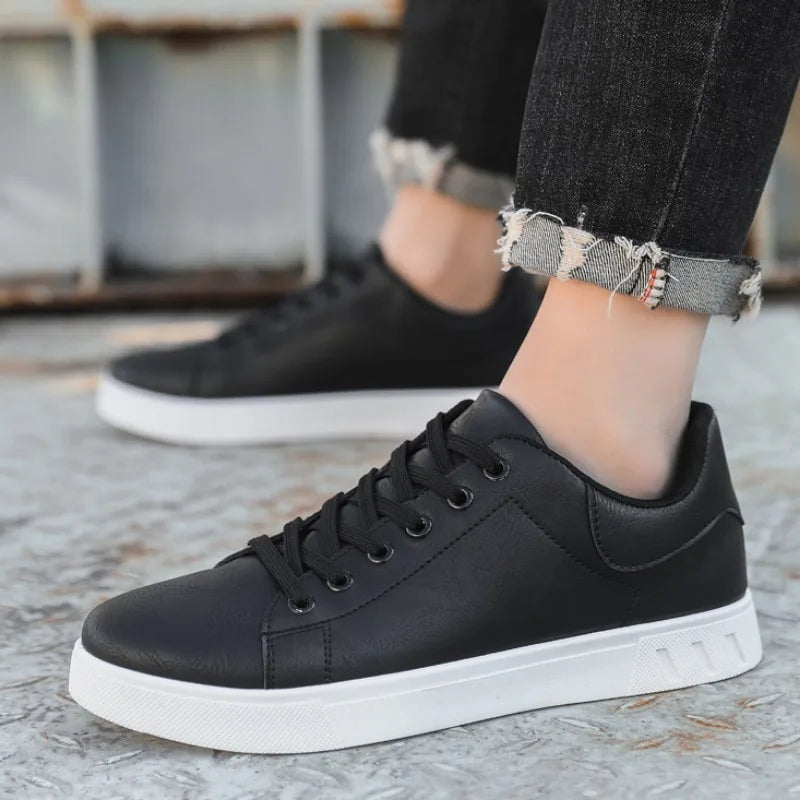 Side view of brown men's comfort sneakers, ideal walking shoes with a sleek, stylish design.