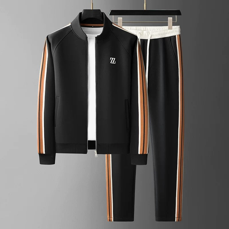 Active man wearing a comfortable, sporty men's tracksuit set. Perfect for workouts, running, or casual outings.