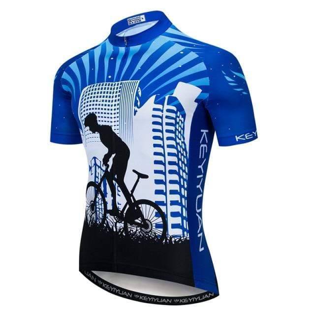 Sporty men's cycling shirt with full zipper, quick dry and breathable features