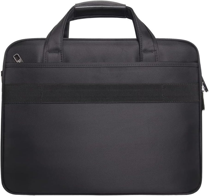 Organized men's canvas laptop briefcase, perfect for professionals commuting with business needs.