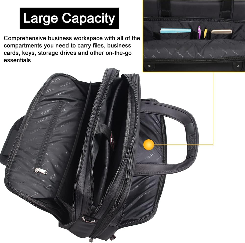 Durable men's canvas laptop business tote, a professional briefcase for organized work & travel.