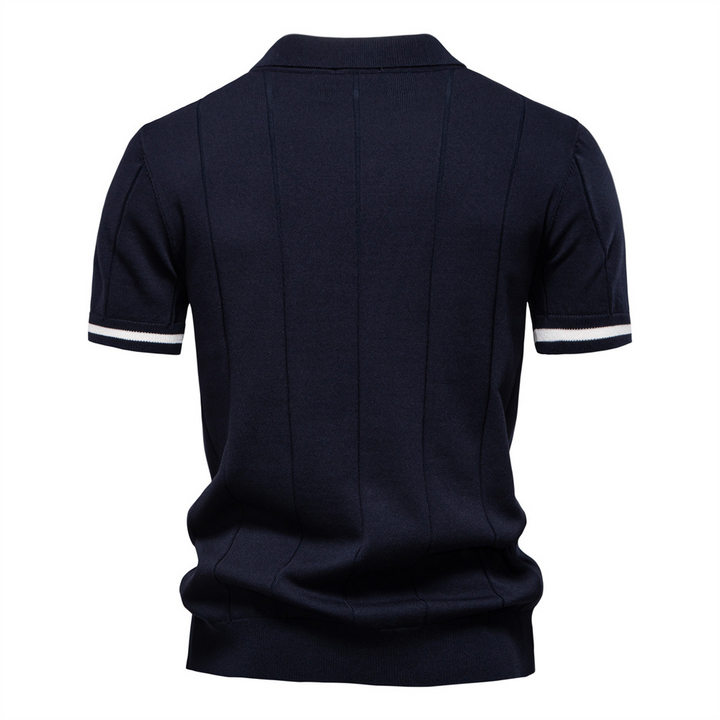 Comfortable cotton blend mens quarter-zip polo. Smart casual shirt for an effortlessly stylish look.