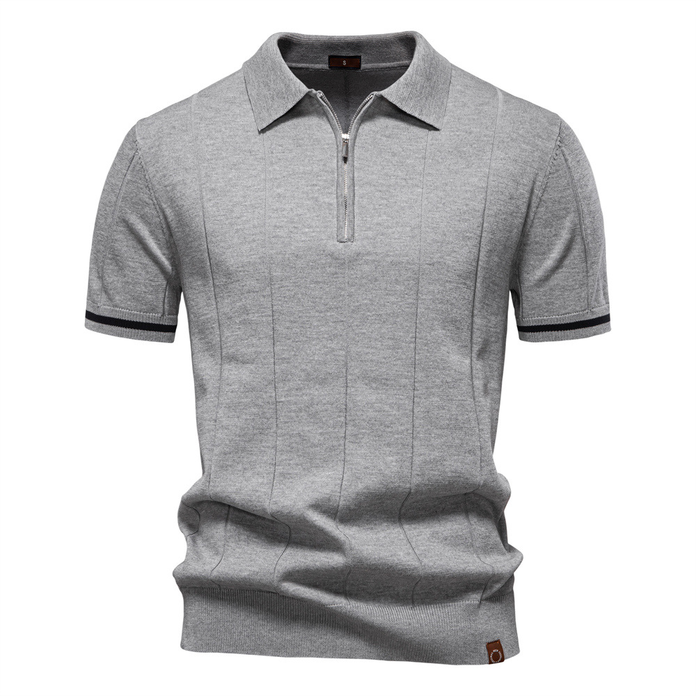 Stylish mens quarter-zip polo. Modern smart casual comfort, ideal for fashion-forward men's everyday wear.