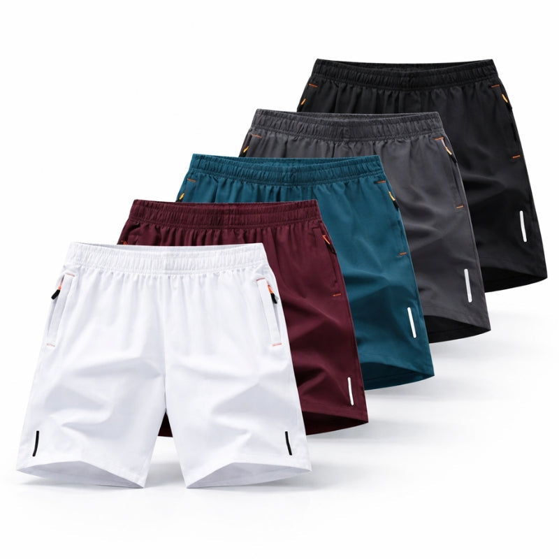 Men's quick-dry athletic training shorts with zippered pockets for secure storage. Ideal for workouts & running.