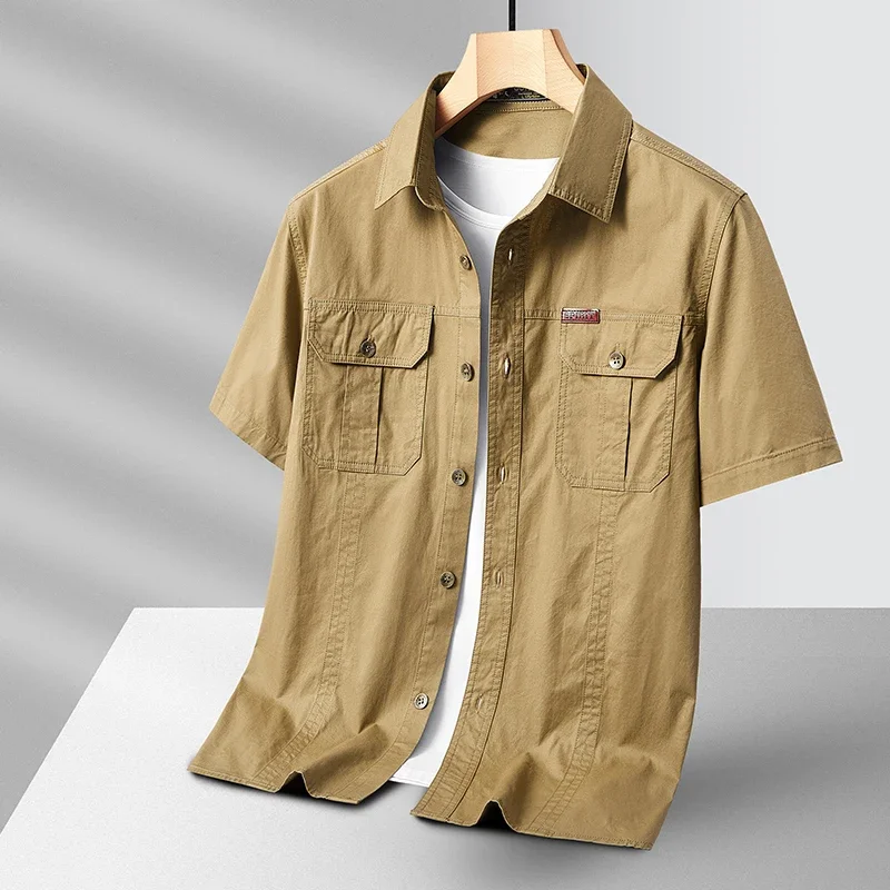 Casual men's button-up shirt, long-sleeve, quick-dry, and breathable. Stylish for everyday, travel, or outdoor adventures.