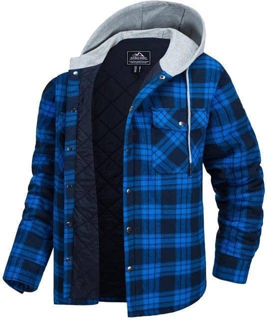 Stylish men's quilted plaid coat, versatile casual jacket suitable for layering in cold weather