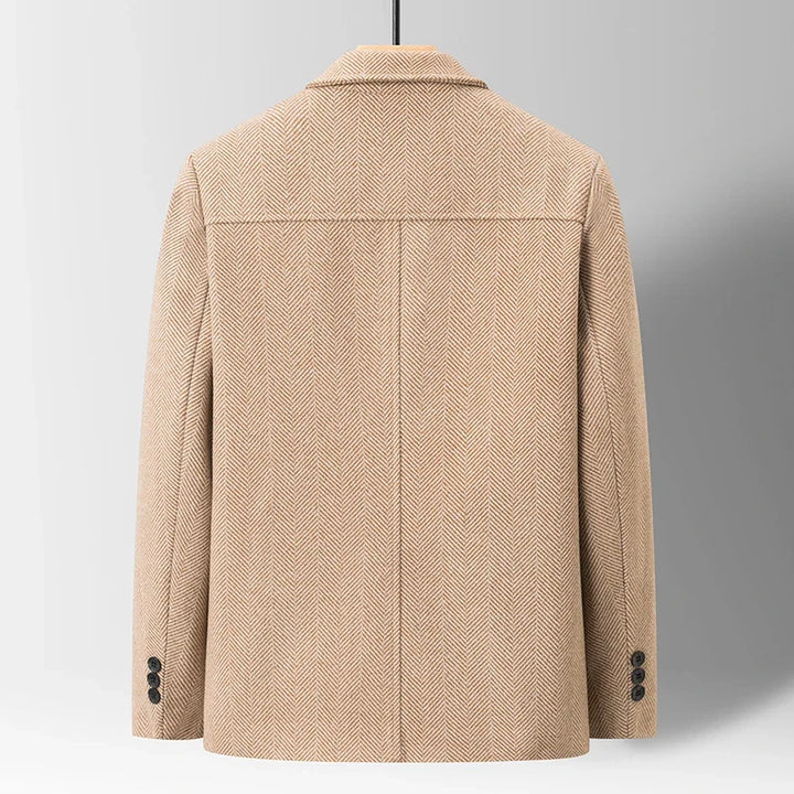 Full shot of a Men's Ravello Herringbone Jacket, showcasing its classic, sophisticated men's fashion appeal.