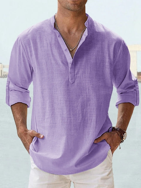 Men's refined casual shirt, solid color, long-sleeve. A comfortable button-up for smart everyday style.