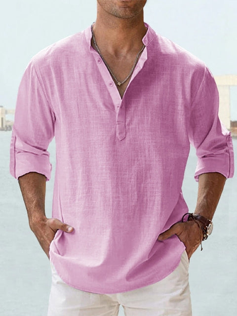 Classic men's long-sleeve button-up shirt. Solid color, comfortable, perfect for casual or business casual.