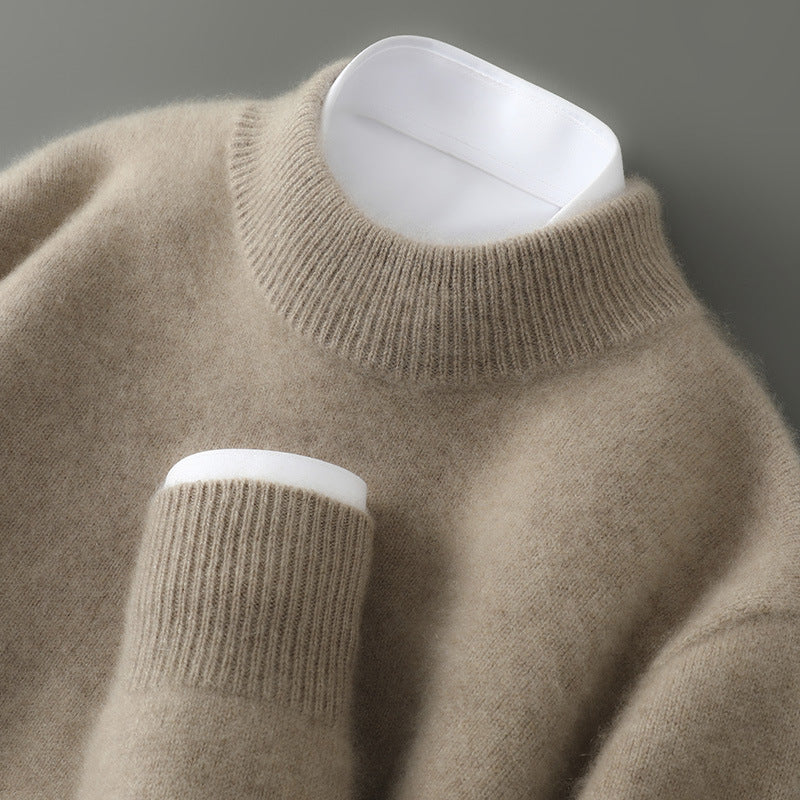 Stylish men's long sleeve crewneck sweater. An elegant, versatile pullover for modern fall and winter fashion.