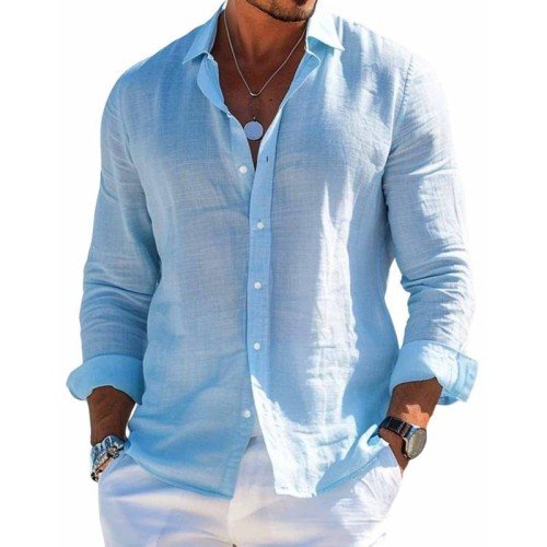Comfortable men's regular fit short sleeve button-up shirt. Ideal casual top for daily summer wear.