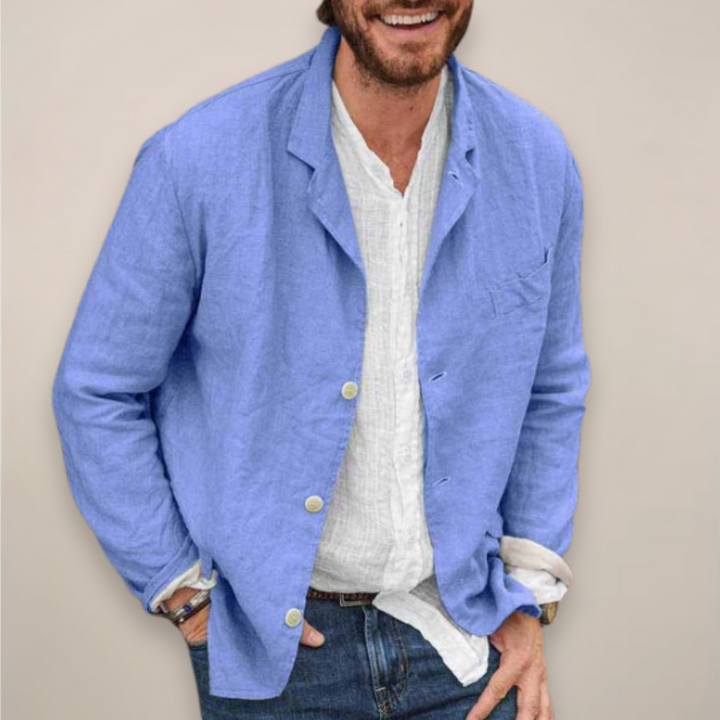 Modern men's relaxed fit blazer, versatile for casual or smart casual everyday elegance.