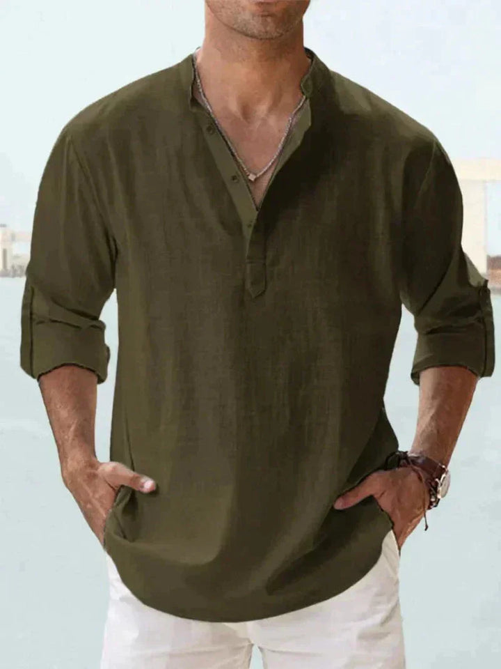 Everyday men's summer shirt, a relaxed button-down long sleeve for ultimate warm weather comfort.