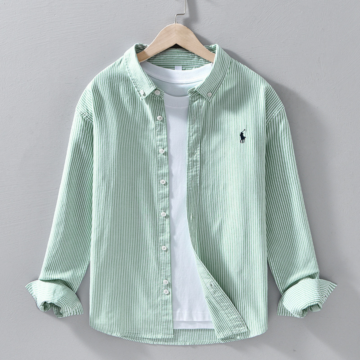 Comfortable men's relaxed fit button-down shirt. A stylish long sleeve casual shirt for spring & summer.