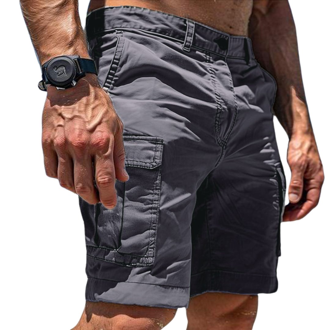Versatile men's cargo shorts for outdoor activities, featuring a relaxed fit, durable fabric, and multiple utility pockets.