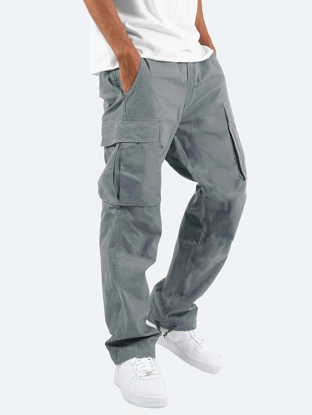 Comfortable men's utility cargo pants, relaxed fit with multi-pockets, perfect for active everyday wear.
